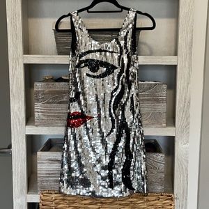 Sparkly mini dress.